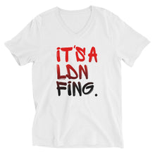 Load image into Gallery viewer, R/B Signature Printed Unisex Premium Cotton V-Neck T-Shirt - iT'S A LDN FiNG.