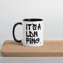 Load image into Gallery viewer, Black Signature Printed 2 Colour Ceramic Drinking Mug - iT'S A LDN FiNG.