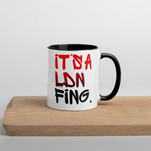 Load image into Gallery viewer, Red/Black Signature Printed 2 Colour Ceramic Drinking Mug - iT'S A LDN FiNG.