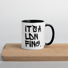 Load image into Gallery viewer, Black Signature Printed 2 Colour Ceramic Drinking Mug - iT'S A LDN FiNG.