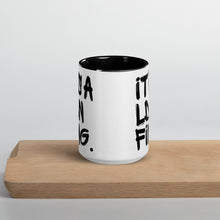 Load image into Gallery viewer, Black Signature Printed 2 Colour Ceramic Drinking Mug - iT'S A LDN FiNG.