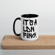 Load image into Gallery viewer, Black Signature Printed 2 Colour Ceramic Drinking Mug - iT'S A LDN FiNG.