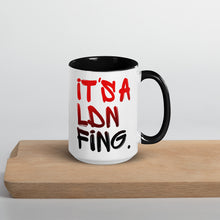 Load image into Gallery viewer, Red/Black Signature Printed 2 Colour Ceramic Drinking Mug - iT'S A LDN FiNG.