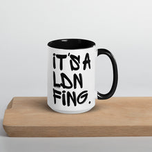Load image into Gallery viewer, Black Signature Printed 2 Colour Ceramic Drinking Mug - iT'S A LDN FiNG.