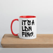 Load image into Gallery viewer, Black Signature Printed 2 Colour Ceramic Drinking Mug - iT'S A LDN FiNG.