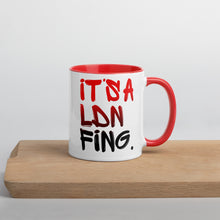 Load image into Gallery viewer, Red/Black Signature Printed 2 Colour Ceramic Drinking Mug - iT'S A LDN FiNG.
