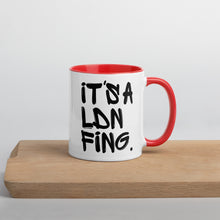 Load image into Gallery viewer, Black Signature Printed 2 Colour Ceramic Drinking Mug - iT'S A LDN FiNG.