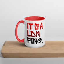 Load image into Gallery viewer, Red/Black Signature Printed 2 Colour Ceramic Drinking Mug - iT'S A LDN FiNG.