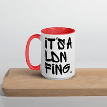 Load image into Gallery viewer, Black Signature Printed 2 Colour Ceramic Drinking Mug - iT'S A LDN FiNG.