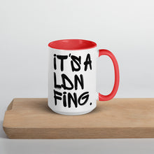 Load image into Gallery viewer, Black Signature Printed 2 Colour Ceramic Drinking Mug - iT'S A LDN FiNG.