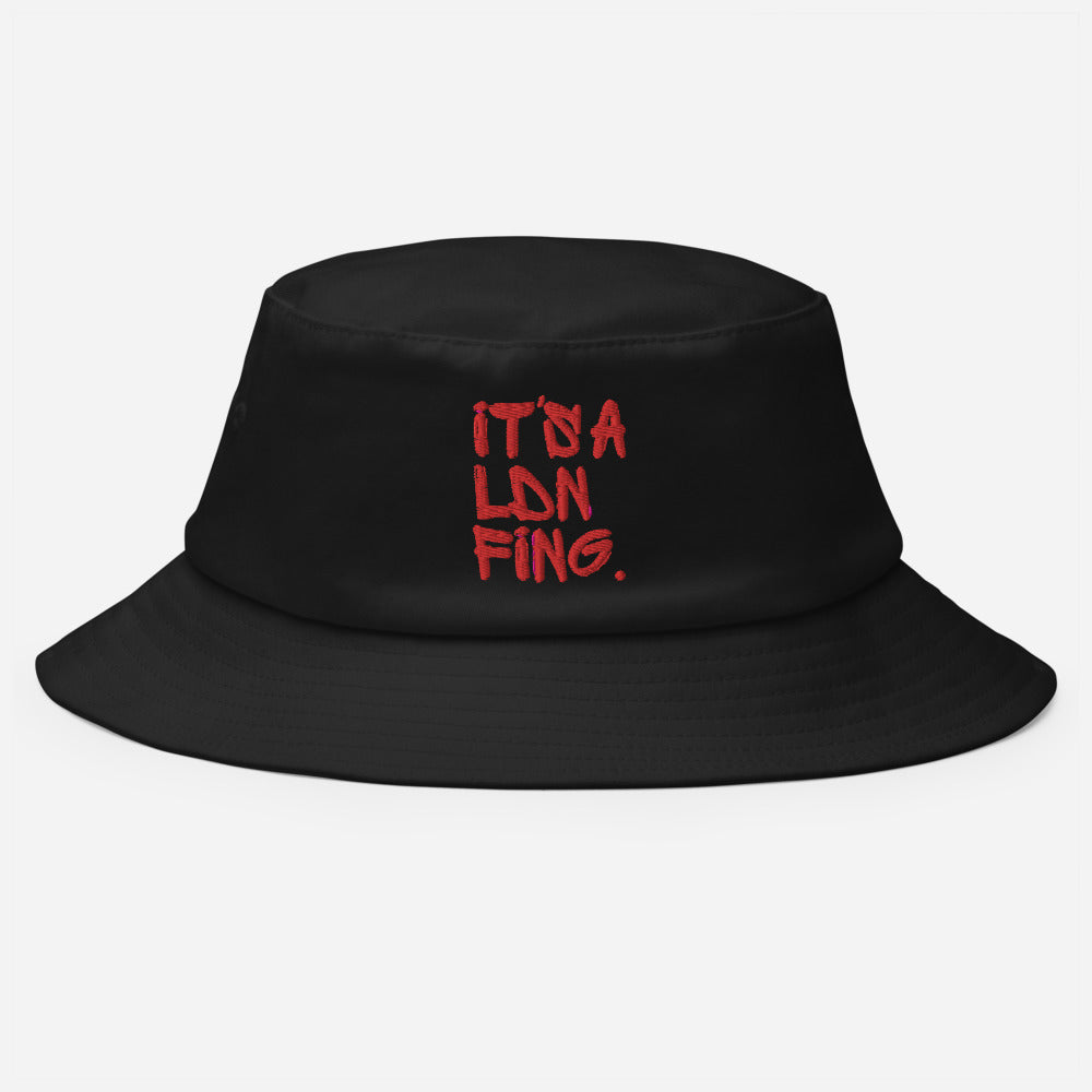 Signature Red Embroidered Unisex Old School Bucket Hat – iT'S A