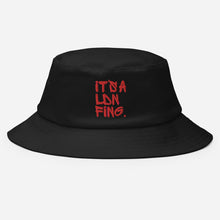 Load image into Gallery viewer, Signature Red Embroidered Unisex Old School Bucket Hat - iT'S A LDN FiNG.