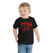 Load image into Gallery viewer, Signature Printed Unisex Toddler Red/Black Printed Premium Cotton T-shirt - iT'S A LDN FiNG.