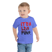 Load image into Gallery viewer, Signature Printed Unisex Toddler Red/Black Printed Premium Cotton T-shirt - iT'S A LDN FiNG.