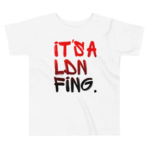 Load image into Gallery viewer, Signature Printed Unisex Toddler Red/Black Printed Premium Cotton T-shirt - iT'S A LDN FiNG.