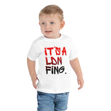 Load image into Gallery viewer, Signature Printed Unisex Toddler Red/Black Printed Premium Cotton T-shirt - iT'S A LDN FiNG.
