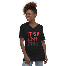 Load image into Gallery viewer, R/B Signature Printed Unisex Premium Cotton V-Neck T-Shirt - iT'S A LDN FiNG.