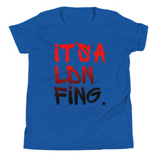 Load image into Gallery viewer, Signature Printed Unisex Youth Red/Black Printed Premium Cotton T-shirt - iT'S A LDN FiNG.