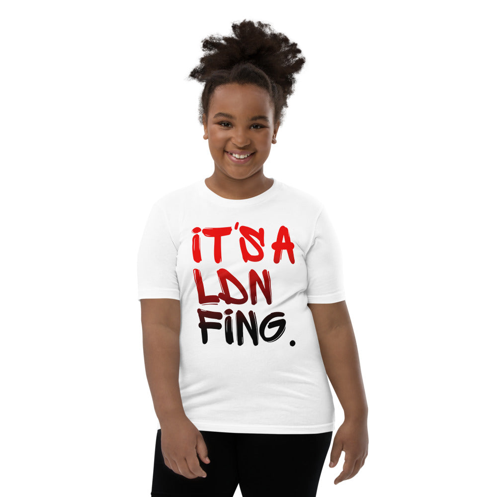 Signature Printed Unisex Youth Red/Black Printed Premium Cotton T-shirt - iT'S A LDN FiNG.